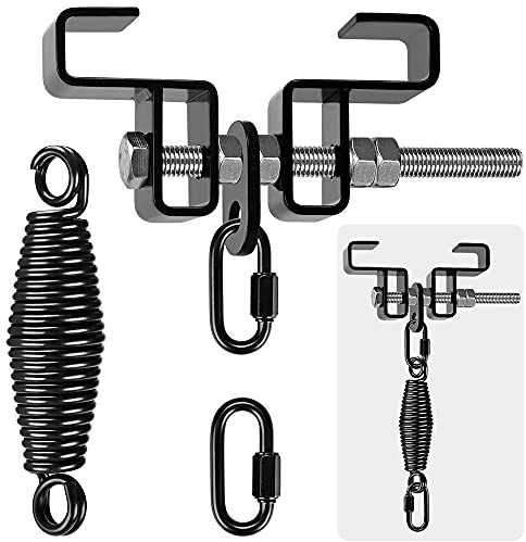 Dolibest Boxsack I-Beam Aufhänger, Boxsack Halterung Balken Schwenkbar Verstellbar 9.4-17cm Einzelne Klemme Sandsack Befestigung Karabiner mit 5mm Feder für Indoor Outdoor Muay Thai Training,Bis 159kg