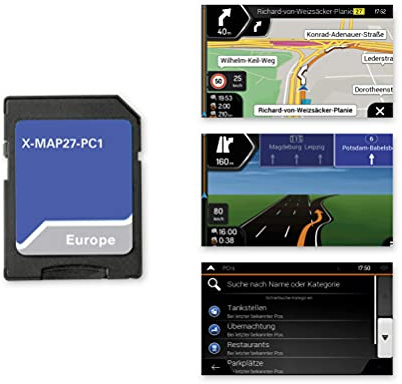 XZENT X-MAP27-PC1: Micro SD-Karte mit PKW Navigation für XZENT Infotainer X-427, Karten für Europa, Premium P.O.I. Paket, 1 Jahr kostenfreie Kartenupdates