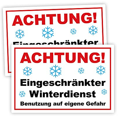 STROBO 2 Stück Achtung! Eingeschränkter Winterdienst Hinweisschild | Stabile 3mm Hartschaumplatte als 30x20cm Schild mit UV-Schutz für den Außenbereich