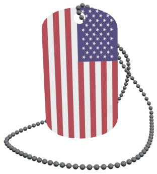 U24 Dog Tag Erkennungsmarke ID Tag an Kette Flagge USA Alu 30 x 50 mm