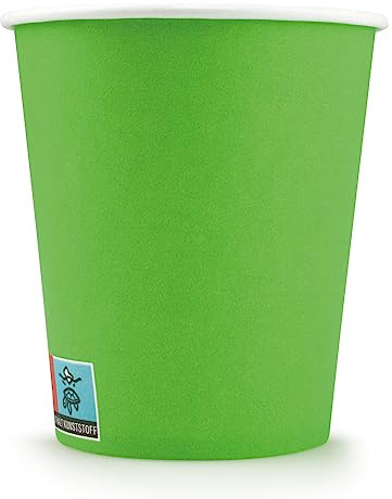 Wellsamed WELLSACUP 1000 Stück Pappbecher 180 ml Hellgrün, geeignet für Heiß- und Kaltgetränke, Coffee to Go, Business, Veranstaltungen, Party