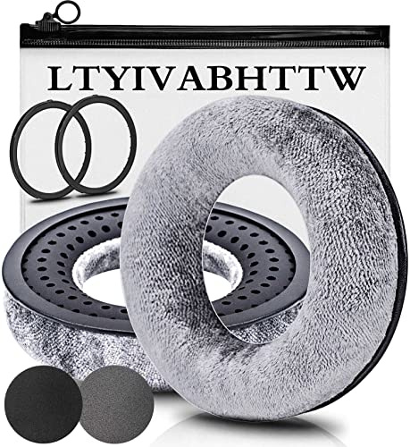LTYIVABHTTW Ohrpolster kompatibel mit DT 770 Pro, DT 880 Pro, DT 990 Pro, DT 1770 Pro, MMX 300, DT 1990 Pro, DT 177X, T 90 Kopfhörer (Silbergraues Velour)