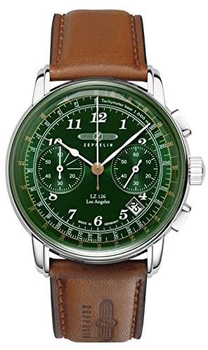 Zeppelin Herrenuhr mit Lederband oder Metallband Serie LZ126 Los Angeles Chronograph Kleine Sekunde Datum