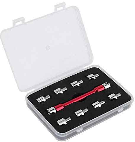 FUWE Motorrad-Speichenschlüssel, Lange Haltbarkeit, rostfrei, Länge 93 mm, CNC-Griff, Speichenschlüssel für 5,0–6,8 Spitzen(C (rot))