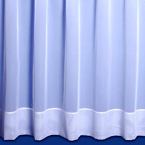 Maple Textiles Jayne. Plain Envelope Hemmed Net Curtain. Finished in White. Sold by the Metre Cut to Quantity Width Available in Short and Long Drops (Drop 48(122cm))