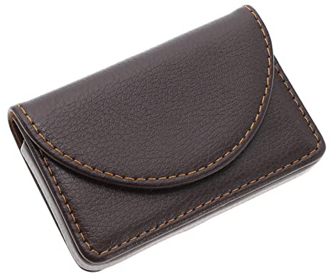 YINETTECH Visitenkartenhalter, PU-Leder, Ausweishalter, Visitenkartenfach, Organizer für Notizkarten, persönliche Karten, Kreditkarten, 98 x 65 x 16 mm, Braun