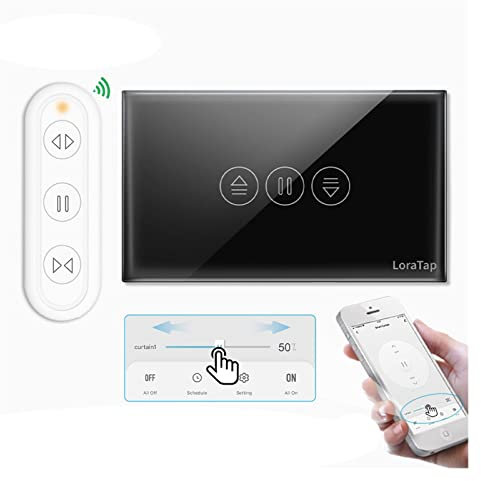 Smart RF WiFi Curtain Switch For Electric Motor Blind Roller Shutter Voice Control Black (Color : 1Remote and 1Switch)