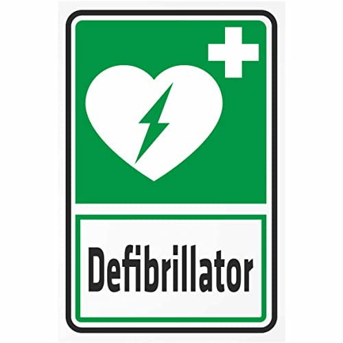 Indigos UG Aufkleber Defibrillator 300x200 mm Hotel, Firma, Schutz, Kita, Arzt, Praxis, Wohnung Sicherheit Warnung