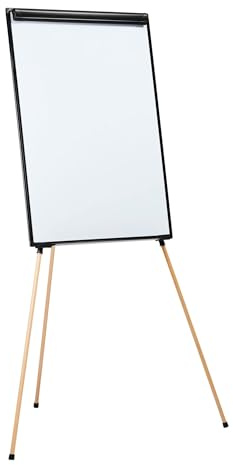 Bi-Office Essence Dreibein Flipchart, magnetischer Oberfläche aus lackiertem Stahl, Struktur aus schwarzem Aluminium und Holz
