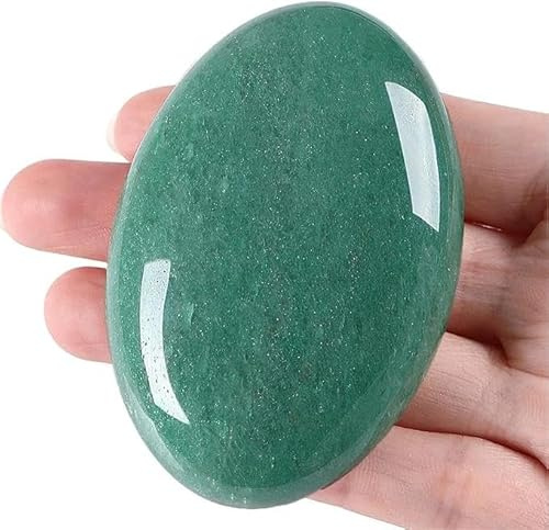 QINJIEJIE Groß Grün Aventurin 2.4 Ovale Kristall Natürliche Kristalle Edelsteine Sorgensteine Handschmeichler Stein Polierte Steine Reiki Steine für Angst zu Lindern Spirituelle Geschenke 1PC