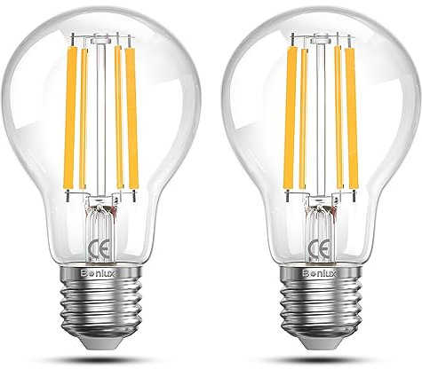 Bonlux E27 Screw Bulb 12W LED Warm White 2700K, ES E27 Large Edison Screw Lamp Bulb Dimmable Filament Bulb 100W 120W Equivalent, GLS A60/A19 Vintage Screw in Light Bulb Classic Screw Fit Bulb, 2-Pack