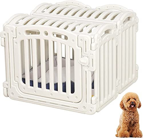 QIANMEI hundehütte Outdoor, Zusammenklappbarer Haustierkäfig, Kleintier-Laufstallkäfig, Kunststoffzaun, DIY-Hofzaun, Haustier-Laufstall Mit Tür, Lösung for Das Welpentraining (Color : 80 * 80 * 63cm)