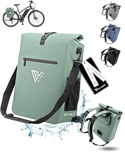 MIVELO Fahrradtasche für Gepäckträger - 3in1 Gepäckträgertasche Rucksack Umhängetasche - 100% wasserdicht und PVC-frei - mit herausnehmbarer Laptoptasche (Mint)