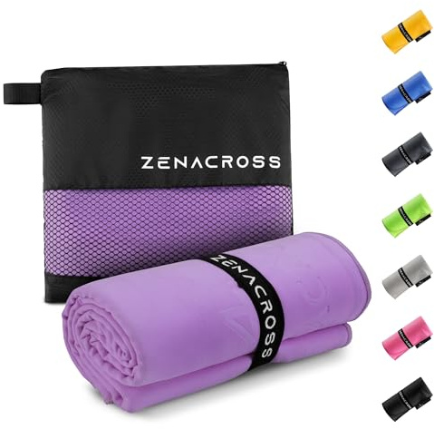 Zenacross Mikrofiberhandduk 100x200cm med Transportväska - Kompakt Sporthandduk, Snabbtorkande och Absorberande Storlek XXL - Zambarau