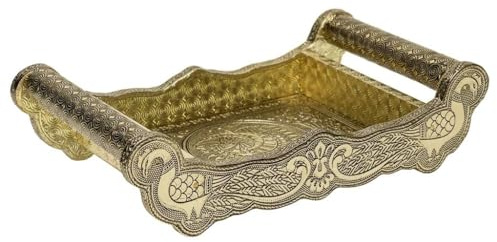 Bandeja de Metal Repujado Dorada 25x13x6
