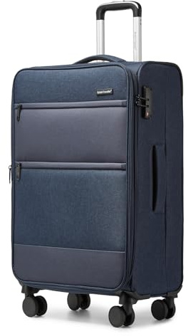 British Traveller Valigia Media Espandibile 69,5cm Trolley Medio Rigido Valigie Cabina con 4 Ruote Girevoli e TSA Lucchetto(24pollici, Marina Militare)