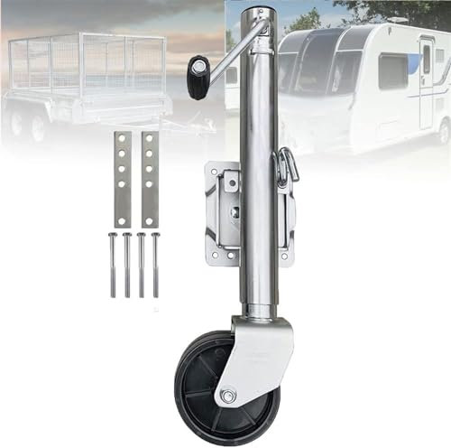 QICBYING Schwerlast Anhänger Stützrad - Anhänger Stützrad Automatik-Stützrad, Mit 6-Zoll-Doppelrad-Hebe- Und Schwenk-Anhängerheber, 1500 Lbs Verzinktem Stützrad-Anhängermontagesatz