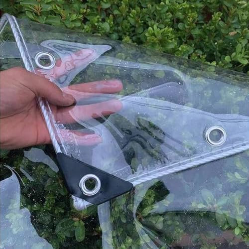 NIANXINN Wetterfeste Abdeckplane,Wasserdichte Transparente PVC Plane mit Ösen,0,35mm Reißfest Regenschutz Vorhang Für Außenbereich,Gartenmöbel,Gewächshaus,Anpassbar (190cm x 220cm)