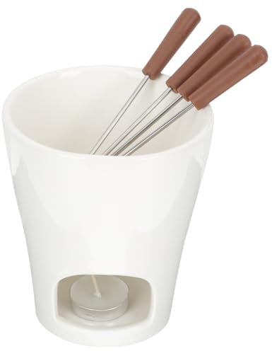 FUNOMOCYA Caquelon à Fondue Au Chocolat Multifonction 1,2 l En Céramique Blanche Chauffe-beurre Chauffe-fromage Compact Pour Maison Et Repas Conviviaux