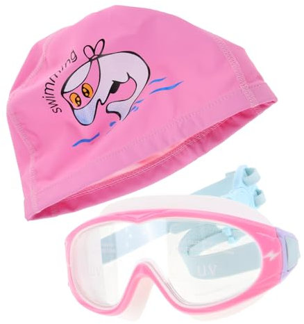 BIUDECO 1satz Schwimmset Für Mädchen Verstellbare Schwimmkappe Große Schwimmbrille Mit Anti-beschlag Und Uv-schutz Schwimmausrüstung Für Junge Mädchen