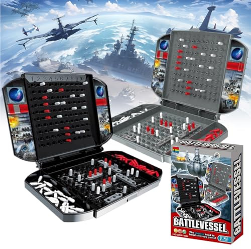 Zinueen Schiffe Versenken Brettspiel im Kleinformat - Strategie Brettspiel Seeschlacht Spielzeug für Kinder ab 4 Jahren - Schiff Spielzeug inklusive Schiffe Versenken Spiel elektronisch