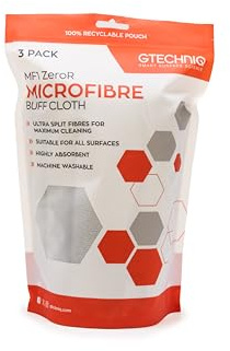 Gtechniq MF1 Microfibre Cloth for Cars (3 Pack) | Soft Car Cleaning Cloth with Ultra Split Fibres, Machine Washable, 300gsm, 40x40cm
