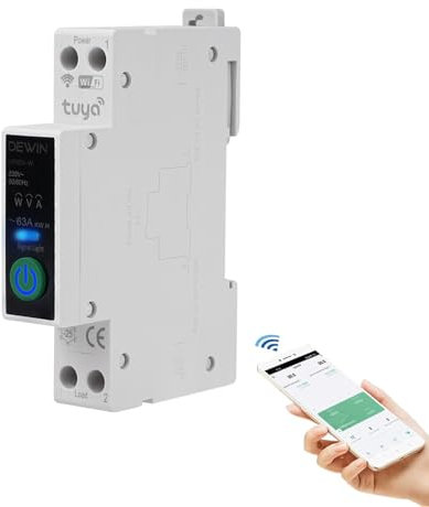 DEWIN Disyuntor Inteligente Wifi,1P+N 40A 90-240VAC Interruptor Wifi Tuya Leitungsschutzschalter Interruttore Telecomando con Misurazione Protección Contra Sobretensión y Sobrecorriente