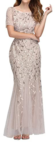 Abendkleider Elegant Für Hochzeit Kleider Festliches Partykleid Pailletten Abschlussball Kleid Meerjungfrau Maxi Cocktailkleid Damen Brautjunfernkleid Hohe Taille Ballkleid Frauen Lange