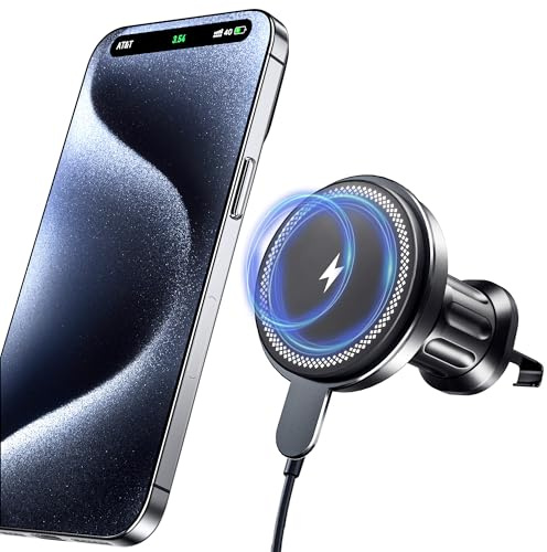Magnetisch Autohalterung mit Ladefunktion für Magsafe, 15W Kabelloses Handyhalterung Auto KFZ Schnelles Ladegerät für iPhone 17 Air Pro Max Plus 16 15 14 13 12, Magnetisches Wireless Car Charger