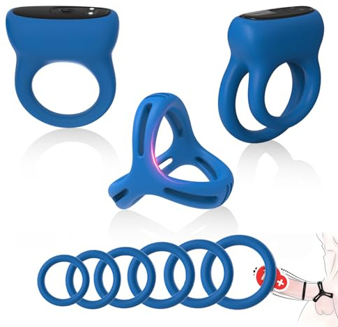 Vibrating Cock Ring, Male Sex toys, Penis Ring for Men Erection, Silicone Vibrating Adjustable Cock Rings for Erection Enhancing and Sex Longer Lasting Stronger Testicle