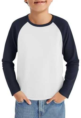 Haloumoning pojkar långärmad t-shirt barn rund hals färgblock långärmad tröja sport fritid toppar casual basic raglan skjorta 5–14 år