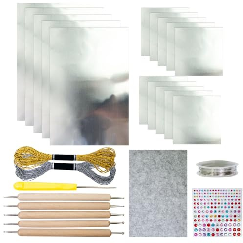 Genérico Láminas De Papel De Aluminio Para Manualidades - Kit De Arte Para Repujado Metálico - Accesorio Dorado Brillante Con Efecto Destellante Para Pintura Artística Por Niños Y Adultos