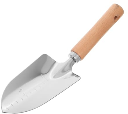 Toyvian Attrezzo da Giardinaggio Piccolo in Inossidabile Vanga con Manico in Legno Pala per Scavare e Piantare nel Terreno per Giardino Esterno e Interno