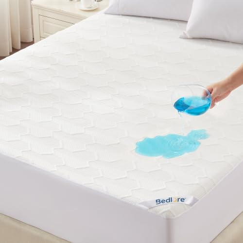 Protège Matelas Imperméable 160x200 cm, BEDLORE Housse de Matelas Integral 40 cm avec Élasticité Tout Autour, Couvre Matelas Respirant, Alèse Adulte Certifiée Oeko-TEX (Blanc)