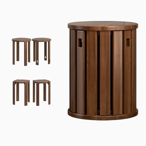 Stapelhocker 4er Set - Massivholz Stapelstühle Vielseitiger Beistelltisch Nachttisch & Couchtisch für Wohnzimmer Schlafzimmer Büro Esszimmer - Platzsparendes Design