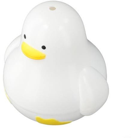 Oniissy Cuociuova a forma di anatra per microonde per 4 uova, sode e cotte in camicia, realizzato in polipropilene adatto al microonde, design bianco e giallo, per uso in cucina