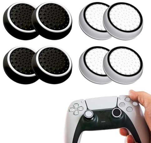 LACHT 8 Piezas Joystick Thumbstick Grips: Mando Cubierta Protectora De Apretones De Pulgar De Silicona Para Xbox One Series X/S, Ps4, Ps5 Controlador Accesorios(Negro Y Blanco)