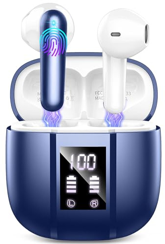 Nerunsa Bluetooth Kopfhörer, Kopfhörer Kabellos Bluetooth, 50 Std Spielzeit In Ear Kopfhörer mit 4 ENC Noise Cancelling Mics, IP7 Wasserdicht Kabellose Kopfhörer