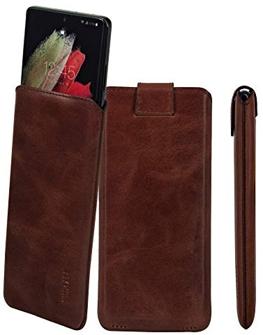 Suncase Custodia in vera pelle * Slim Edition * compatibile con Oppo Find X9 Pro 5G Custodia (con funzione di ritiro e chiusura magnetica), colore marrone mela