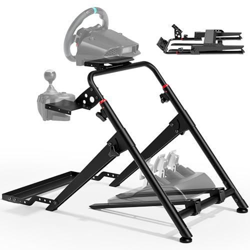 ARES WING Lenkradständer mit Sitz Fixierung Slot | kompatibel mit Fanatec, Thrustmaster, Logitech, Moza, für Wheel Stand Racing, Einstellbarer geeignet für PS4, Xbox und PC