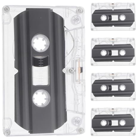 Cabilock Cintas de Casete Vírgenes de 30 Minutos, Paquete de 5 Unidades Estuche Rígido Transparente, Grabadora de Cinta de Voz para Música, Educación y Mensajes de Fiesta Vintage