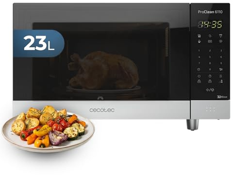 Cecotec Microonde 23L Proclean 6010 Wave. 800 W, Rivestimento Ready2Clean, Capacità 23 L, Pannello di Controllo e Tecnologia 3DWave, Controllo Touch, Nero