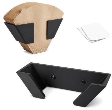 Kaffeefilterhalter Wandhalter, Filterhalter zum Kleben Schrauben Design | Modernes Design, mit Klebepad, Filtertüten Aufbewahrung für Siebträger und Kaffeefilter in Küche und Büro