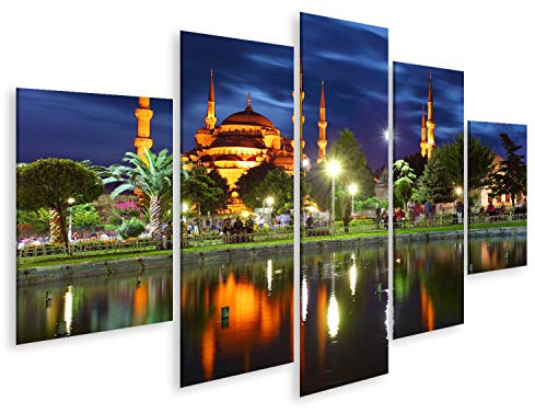 Bild Bilder auf Leinwand Blaue Moschee - Istanbul Türkei Wandbild Poster Leinwandbild Raj