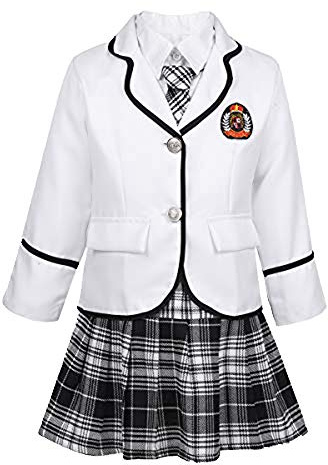iiniim Barn flickor kostym japansk anime skolflicka kostym cosplay karneval kostym storlek 104–152, Vit, 152/164 cm