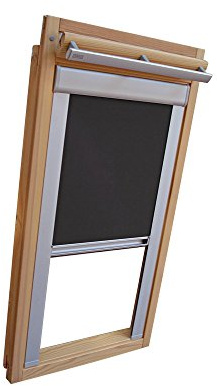 Verdunkelungsrollo THERMO Alu-Rückseite für VELUX Dachfenster TYP GGL/GPL - 310 oder M10 - Farbe Dunkelgrau - mit Aluminium Seitenschienen - KLICK Montage