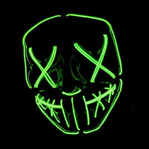 Original Cup Masque LED La Purge® | Nightmare Vert | Qualité Premium | Plastique Rigide | 3 Modes de Clignotements | Masque LED | Cosplay | Halloween | Néon | 100% Horreur | 100% Fun