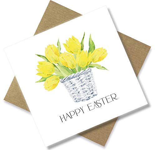 Happy Easter Karte – Osterwünsche Grußkarte – Aquarell Floral Religiös für Freund oder Familie – Punkcards