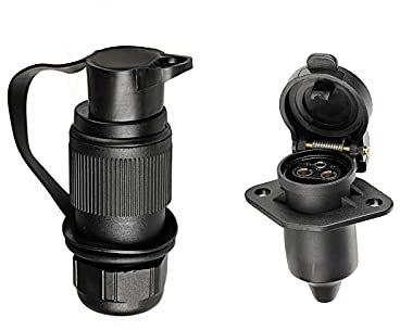 BEIJISTAR 3 pol Stecker und Steckdose, 3 Poliger Stecker Steckdose Traktor, Nach DIN 9680, Flachsteckanschluss für 12V Systeme, für Anhänger Landmaschine (2-Loch Montagepunkt)