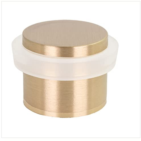 EVI Herrajes | Fermaporta Adesivo | 24 x 20 mm | Base filettata | Gomma Bianca | Ottone Finitura Opaca | Compresi utensile, vite + tassello di fissaggio | Mod. I-191/24x19-B-DUAL-LMT